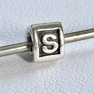Authentic Pandora Sterling Silver Block Initial Charm “S” ~ Retired